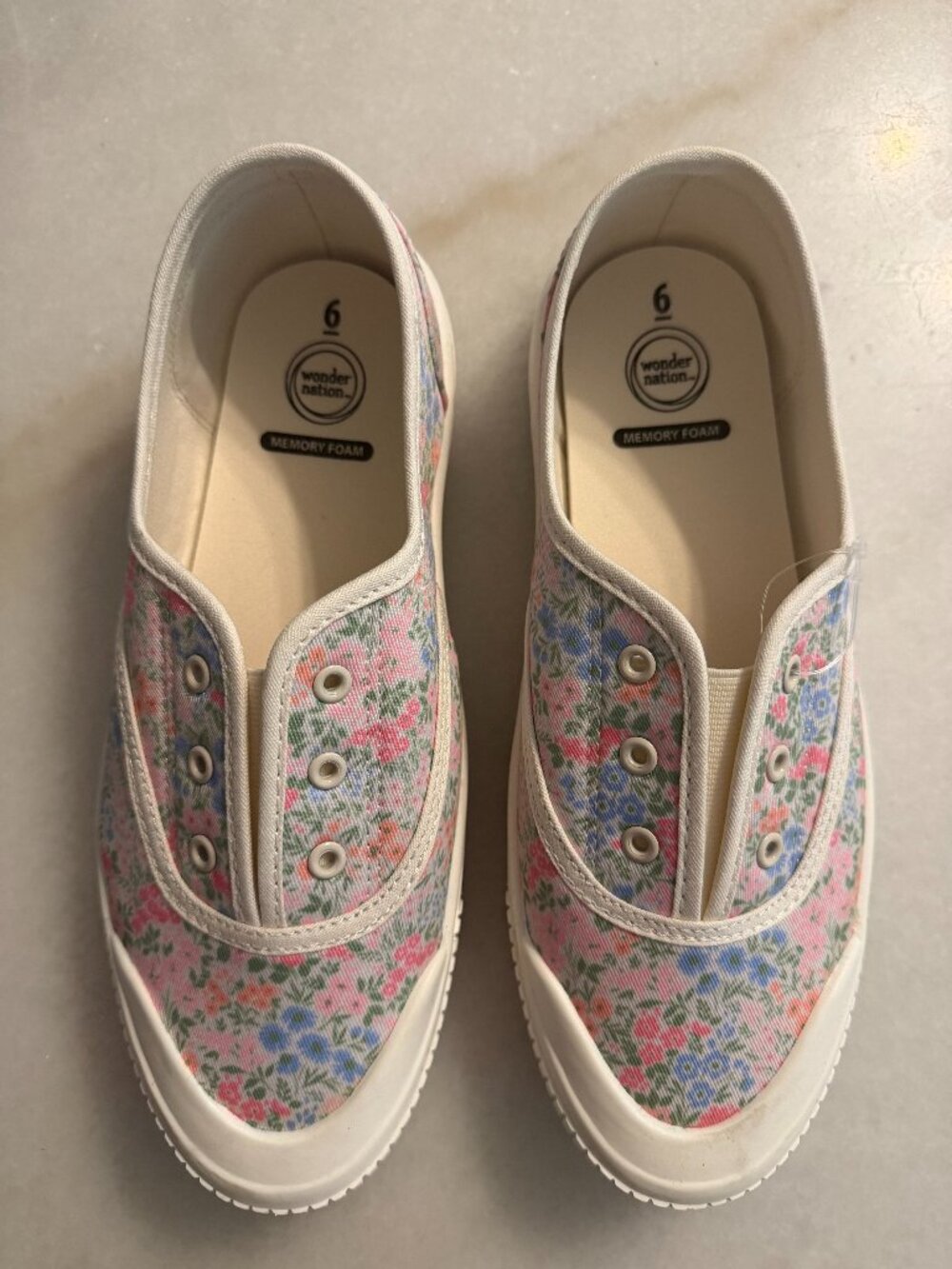 Wonder Nation Floral Slip-On Canvas Shoes | Size 6